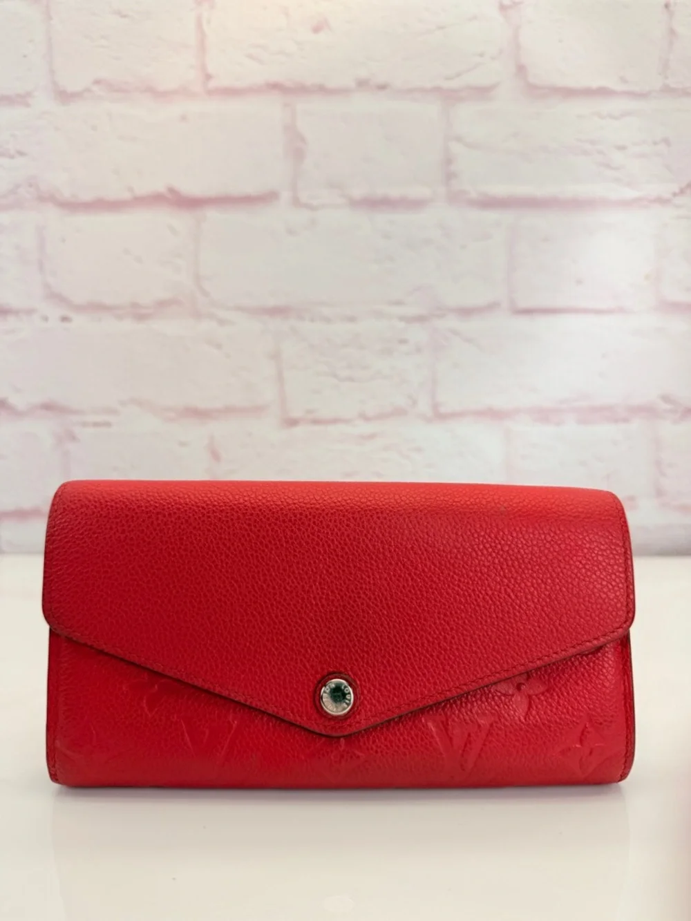 Louis Vuitton Red Monogram Empreinte Leather Sarah Wallet
